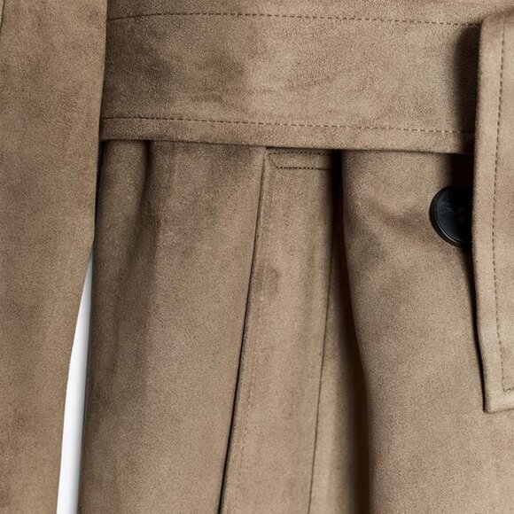 NWT Zara Faux Suede Trench Coat - Picture 7 of 8